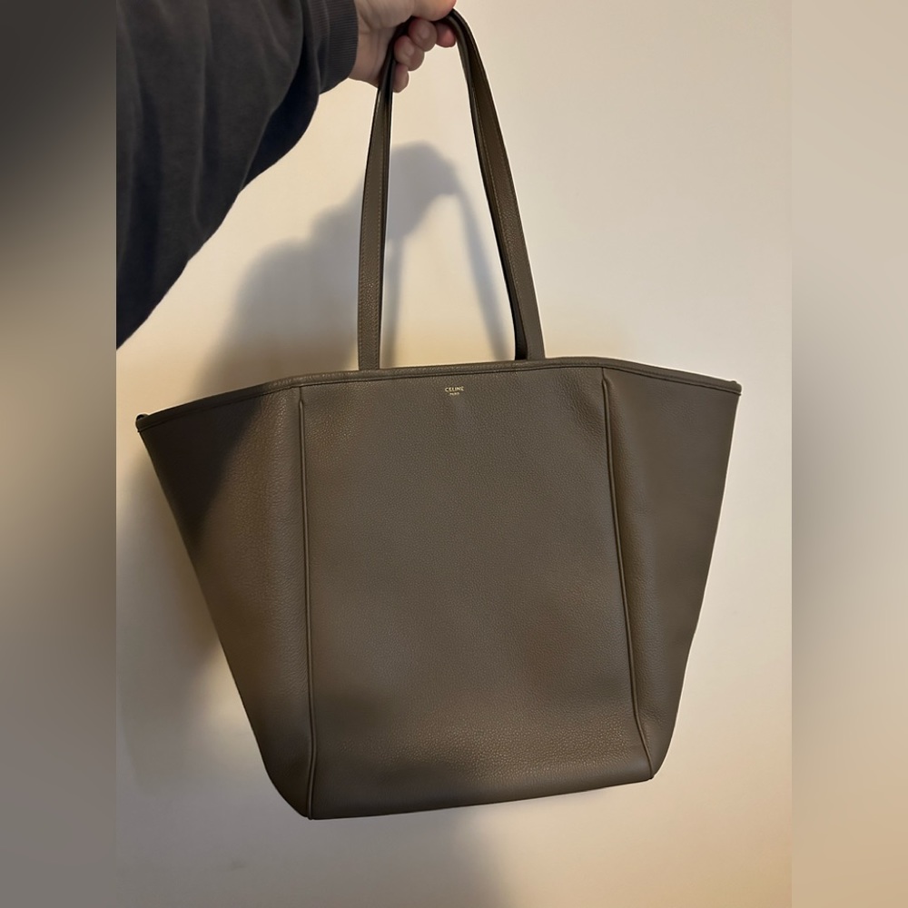CELINE | Taupe Cabas Tote with Clasp | fold cabas